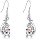 wholesale 925 Sterling Silver Stone Possum Heart Dangle Drop Earrings for Women's Fashion -0-0