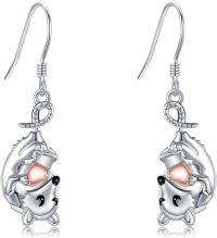 wholesale 925 Sterling Silver Stone Possum Heart Dangle Drop Earrings for Women's Fashion -Possum Heart Earrings
