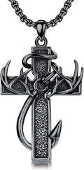 wholesale Sterling Silver Deer Antler Cross Necklace for Men Hunting Jewelry Gift-0-9