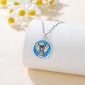 wholesale Opalite Metal Snake Pendant Necklace for Men & Women - Blue Green Stone -0-2