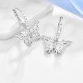 wholesale 925 Sterling Silver Butterfly Dangle Earrings Wholesale With Clear Crystals-0-4