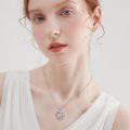 wholesale 925 Sterling Silver Crystal Rose Flower Sisters Forever Pendant Necklace-0-2