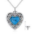 wholesale 925 Sterling Silver Heart Cremation Urn Necklace Oxidized Floral Amethyst Memorial Pendant-0-32