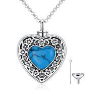 wholesale 925 Sterling Silver Heart Necklace Wholesale With Purple Crystal Pendant Accessory Set-Cherry blossoms-Turquoise