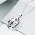 wholesale 925 Sterling Silver Origami Horse Head Circle Pendant Necklaces - Mothers Day Gift for Her-0-1