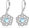 wholesale 925 Sterling Silver Moonstone Lotus Flower Leverback Earrings-0-0