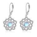 wholesale 925 Sterling Silver Moonstone Lotus Flower Leverback Earrings-0-0