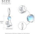 wholesale 925 Sterling Silver Moonstone Elephant Dangle Earrings for Women Girls  4cm Long-0-3