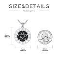 wholesale 925 Sterling Silver Black Druzy Pentagram Pendant Necklaces for Men & Women-0-5