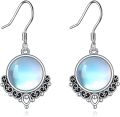 wholesale 925 Sterling Silver Moonstone Triquetra Celtic Knot Leverback Dangle Earrings-0-1
