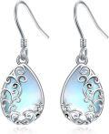 wholesale 925 Sterling Silver Teardrop Moonstone Dangle Earrings with Filigree Design for Women Gifts-0-0