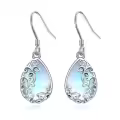 wholesale 925 Sterling Silver Teardrop Moonstone Dangle Earrings Wholesale with Filigree Design for Women Gifts-0-0