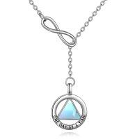 wholesale 925 Sterling Silver Infinity & Jade Stone Pendant Necklace - One Day at A Time Jewelry for Women's Addiction Recovery Gifts-AA moonstone