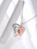 wholesale 925 Sterling Silver Heart Rose Red Crystal Love You Forever Pendant Necklace Gifts for Wife Girlfriend-0-2