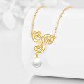 wholesale 14K Gold Swirl Design Freshwater Pearl Pendant Necklace Gift for Her-0-1