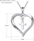 wholesale 925 Sterling Silver Heart with Cross and Cubic Zirconia Child of God Engraved Pendant Necklace for Girls' Baptism Gifts-0-3