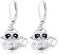 wholesale 925 Sterling Silver Adorable Cup & Sloth Dangle Earrings for Women Girls Gift Idea-0-0