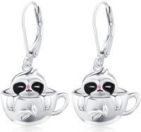 wholesale 925 Sterling Silver Adorable Cup & Sloth Dangle Earrings for Women Girls Gift Idea-Sloth Earring
