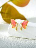 wholesale 925 Sterling Silver Butterfly Earrings With Coral Wings And Pearls-0-2