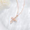 wholesale 14K Rose Gold Celtic Knot Cross Pendant Necklace for Women with Chain - Length: 37cm (Adjustable)-0-1