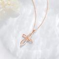 wholesale 14K Rose Gold Celtic Knot Cross Pendant Necklace for Women with Chain - Length: 37cm (Adjustable)-0-1