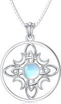 wholesale 925 Sterling Silver Moonstone Celtic Knot Pendant Necklace for Women-0-0