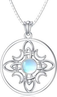 wholesale 925 Sterling Silver Moonstone Celtic Knot Pendant Necklace for Women-Witches Knot-Moonstone
