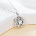 wholesale 925 Sterling Silver Flower Shape Blue Moonstone CZ Pendant Necklace for Women-0-1