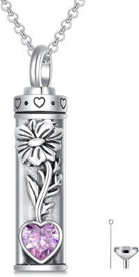 wholesale 925 Sterling Silver Birthstone Floral Bar Urn Necklace for Ashes  Char-10-October-Cosmos
