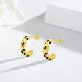 wholesale 925 Sterling Silver Black and Gold Leopard Print Huggie Hoop Earrings for Women-0-2
