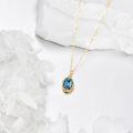 wholesale 14K Gold Blue Topaz Oval Pendant Necklace for Women Birthdays Gifts-0-3