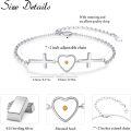 wholesale 925 Sterling Silver Yellow Stone Heart & Cross Charm Bracelet for Women-0-2