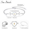 wholesale 925 Sterling Silver Yellow Stone Heart & Cross Charm Bracelet for Women-0-2
