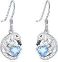 wholesale 925 Sterling Silver Heart-Shaped Blue Crystal Animal Theme Dangle Earrings for Women Gifts-0-0