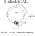 wholesale 925 Sterling Silver Purple Crystal Paw Print Heart Charm Bracelet Gift for Women-0-4