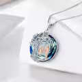 TOUPOP Sterling Silver Blue Crystal Father Daughter Pendant Necklace Gift-0-3