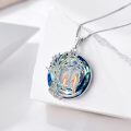 TOUPOP Sterling Silver Blue Crystal Father Daughter Pendant Necklace Gift-0-3