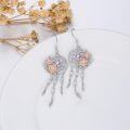 wholesale Sterling Silver Synthetic Moonstone Dream Catcher Dangle Earrings for Women Wife Mom Girls Birthday Gifts-0-1