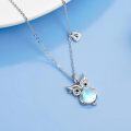 wholesale 925 Sterling Silver Blue Moonstone Owl Pendant Necklace for Women Girls  48cm Chain Length-0-2