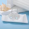 wholesale 925 Sterling Silver Celtic Pentagram & Moonstone Leverback Filigree Trinity Drop Earrings-0-1
