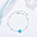 wholesale 925 Sterling Silver Blue Fire Opal Beaded Chain Bracelet for Women s-0-2
