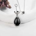 wholesale 925 Sterling Silver Black Onyx Tear Drop Cremation Pendant with Chain and Funnel Set - Memorial Keepsake Jewelry-0-1