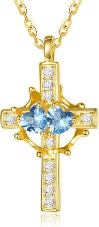 wholesale  Sterling Silver Birthstones Gold Cross Necklace for Women -12-12-Dec-Dec-12-12-Dec-Dec