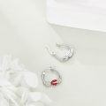 wholesale 925 Sterling Silver Ladybug Flower Hoop Earrings for Women Girls  30mm Diameter-0-5