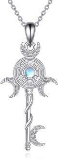 wholesale 925 Sterling Silver Moonstone Key Pendant Necklaces for Women - Unique Gift Ideas-0-0