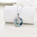 wholesale 925 Sterling Silver Blue Crystal 40th Birthday Moon & Stars Pendant Necklace Gifts for Women-0-13