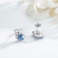 wholesale 925 Sterling Silver Bear Heart Stud Earrings - Cute Animal Design Hypoallergenic Gift for Women-0-4