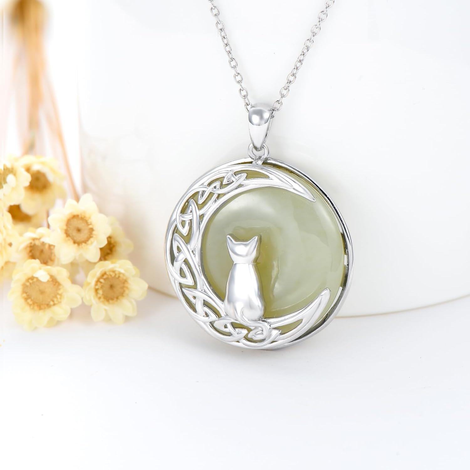 925 Sterling Silver Green Jade Pendant with Gold Plated Butterflies and Bees Necklaces Gifts for Women & Girls-0-6