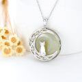 wholesale Jade Necklace For Women Sterling Silver Round Cat/hummingbird/dragonfly/butterfly/bee Natural Jade Jewelry Birthday Christmas Gifts Women Mom Wife Grandma -0-5