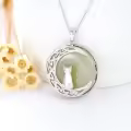 TOUPOP Sterling Silver Jade Cat Hummingbird Dragonfly Butterfly Bee Necklace-0-5